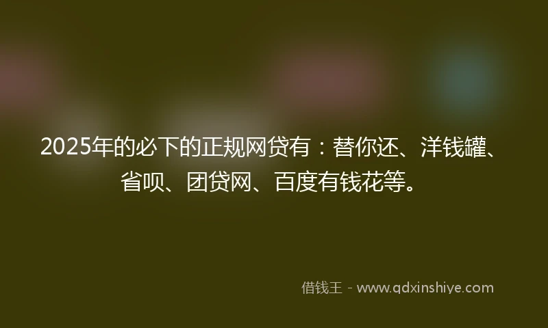 2025年的必下的正规网贷有：替你还、洋钱罐、省呗、团贷网、百度有钱花等。