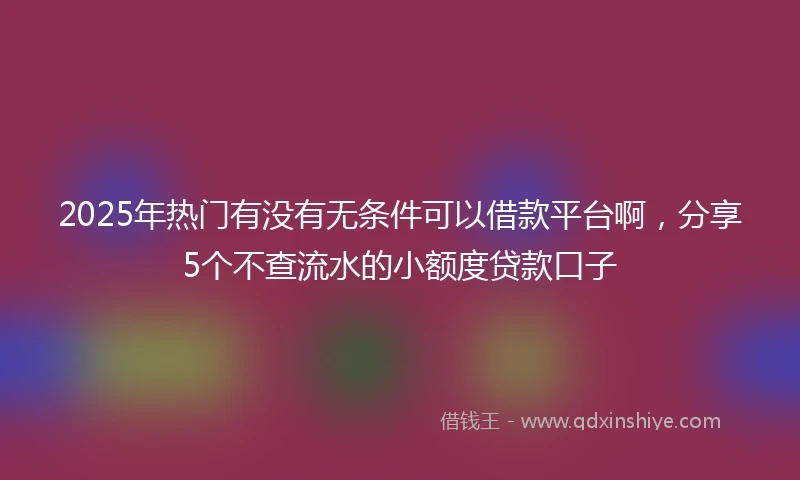 2025年热门有没有无条件可以借款平台啊，分享5个不查流水的小额度贷款口子