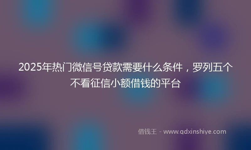 2025年热门微信号贷款需要什么条件，罗列五个不看征信小额借钱的平台