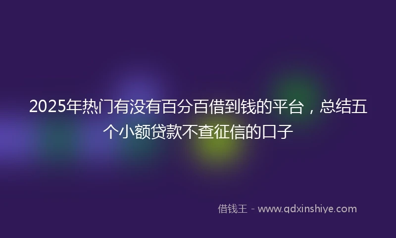 2025年热门有没有百分百借到钱的平台，总结五个小额贷款不查征信的口子