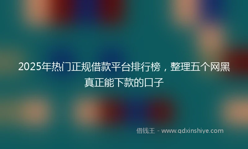 2025年热门正规借款平台排行榜，整理五个网黑真正能下款的口子