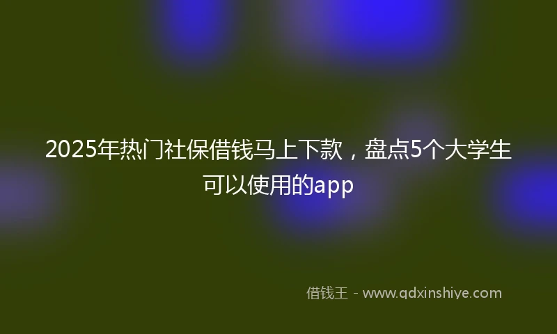 2025年热门社保借钱马上下款，盘点5个大学生可以使用的app