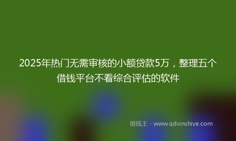2025年热门无需审核的小额贷款5万，整理五个借钱平台不看综合评估的软件
