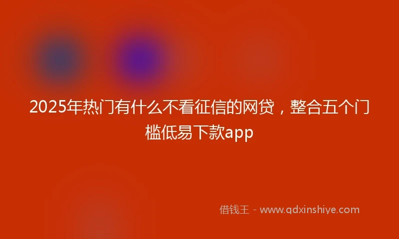 2025年热门有什么不看征信的网贷，整合五个门槛低易下款app