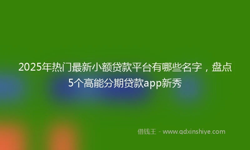 2025年热门最新小额贷款平台有哪些名字，盘点5个高能分期贷款app新秀