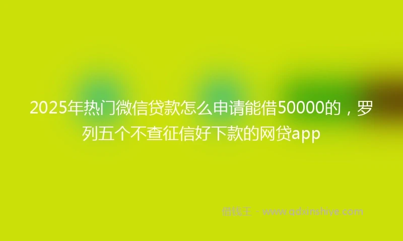 2025年热门微信贷款怎么申请能借50000的，罗列五个不查征信好下款的网贷app