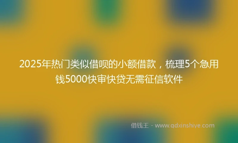 2025年热门类似借呗的小额借款，梳理5个急用钱5000快审快贷无需征信软件