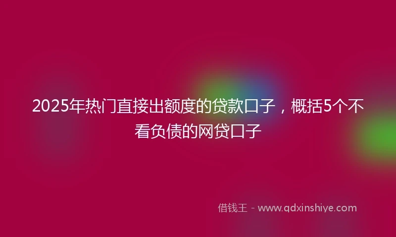 2025年热门直接出额度的贷款口子，概括5个不看负债的网贷口子