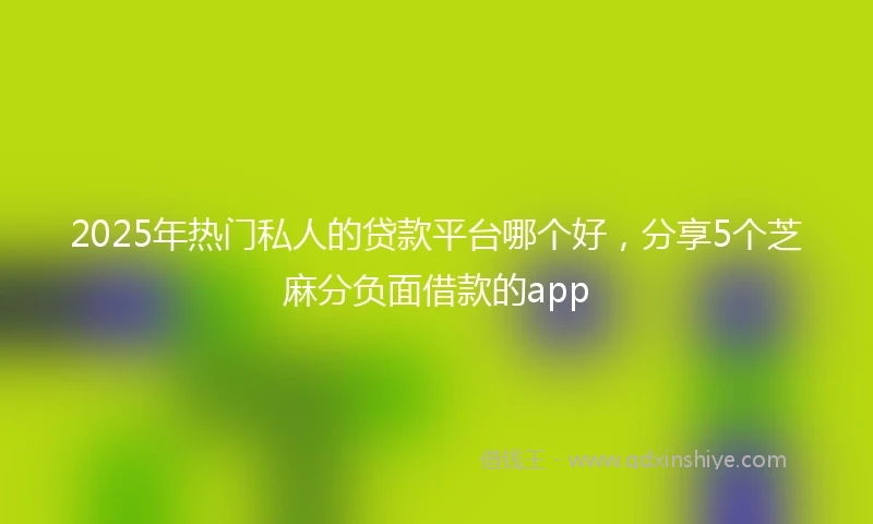 2025年热门私人的贷款平台哪个好，分享5个芝麻分负面借款的app