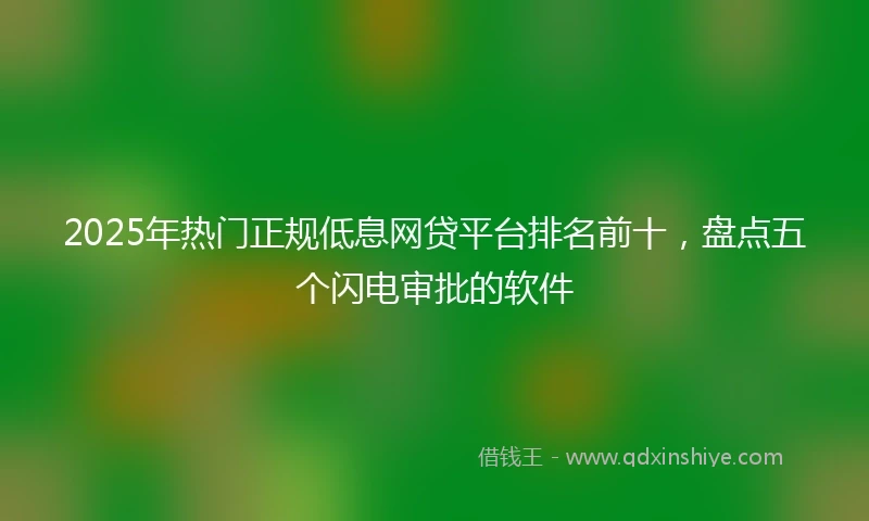 2025年热门正规低息网贷平台排名前十，盘点五个闪电审批的软件