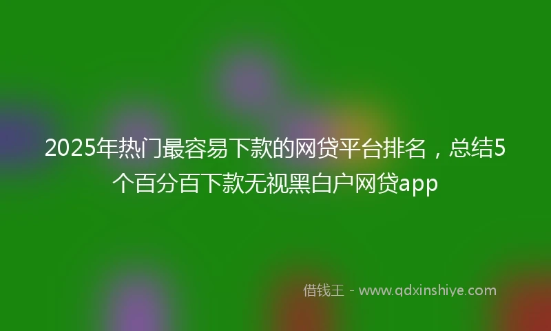 2025年热门最容易下款的网贷平台排名，总结5个百分百下款无视黑白户网贷app