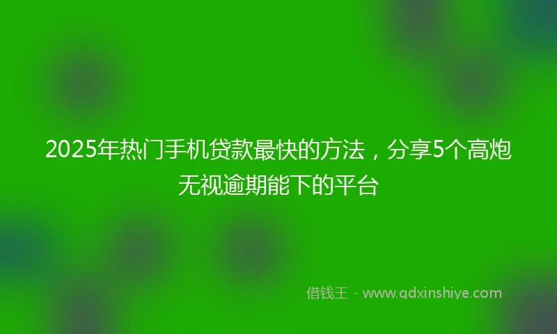 2025年热门手机贷款最快的方法，分享5个高炮无视逾期能下的平台
