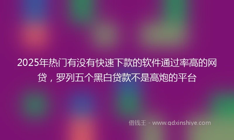 2025年热门有没有快速下款的软件通过率高的网贷，罗列五个黑白贷款不是高炮的平台