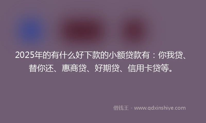 2025年的有什么好下款的小额贷款有：你我贷、替你还、惠商贷、好期贷、信用卡贷等。
