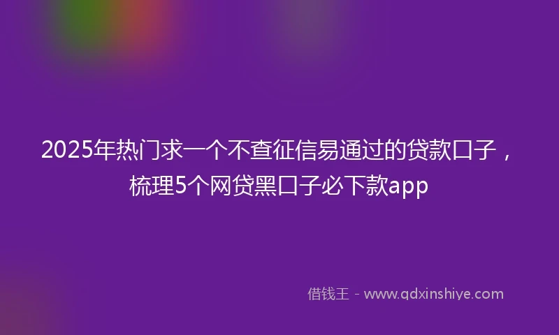 2025年热门求一个不查征信易通过的贷款口子，梳理5个网贷黑口子必下款app