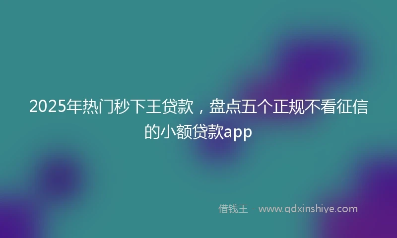 2025年热门秒下王贷款，盘点五个正规不看征信的小额贷款app