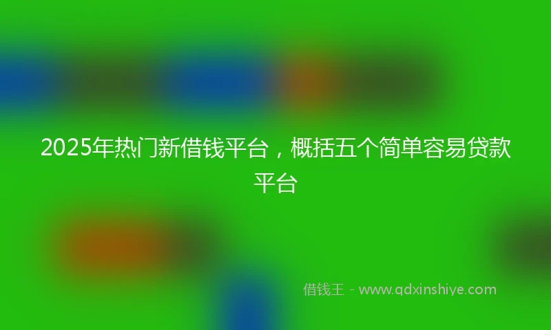 2025年热门新借钱平台，概括五个简单容易贷款平台