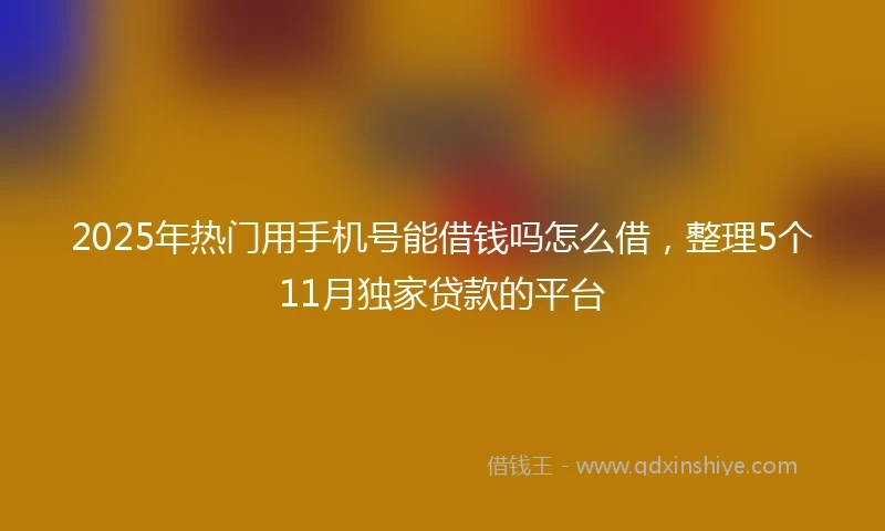 2025年热门用手机号能借钱吗怎么借，整理5个11月独家贷款的平台