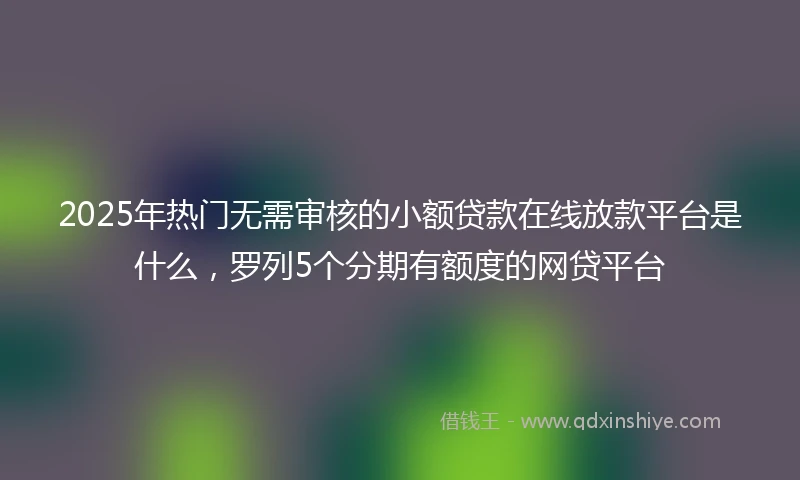 2025年热门无需审核的小额贷款在线放款平台是什么，罗列5个分期有额度的网贷平台