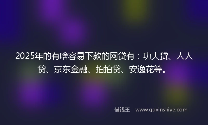 2025年的有啥容易下款的网贷有：功夫贷、人人贷、京东金融、拍拍贷、安逸花等。