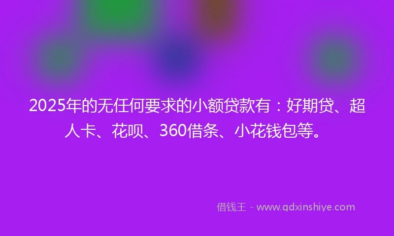 2025年的无任何要求的小额贷款有：好期贷、超人卡、花呗、360借条、小花钱包等。
