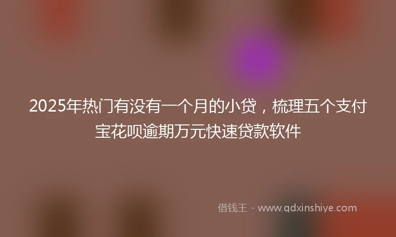 2025年热门有没有一个月的小贷，梳理五个支付宝花呗逾期万元快速贷款软件