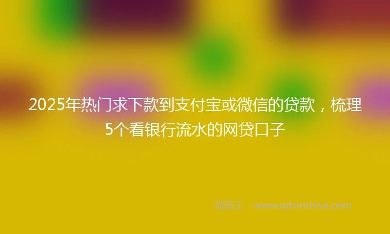 2025年热门求下款到支付宝或微信的贷款，梳理5个看银行流水的网贷口子