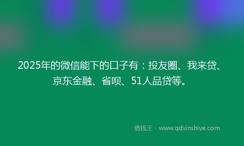 2025年的微信能下的口子有：投友圈、我来贷、京东金融、省呗、51人品贷等。