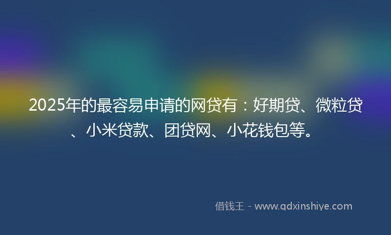 2025年的最容易申请的网贷有：好期贷、微粒贷、小米贷款、团贷网、小花钱包等。