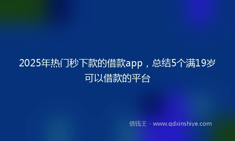 2025年热门秒下款的借款app，总结5个满19岁可以借款的平台