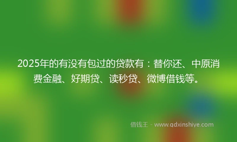 2025年的有没有包过的贷款有：替你还、中原消费金融、好期贷、读秒贷、微博借钱等。