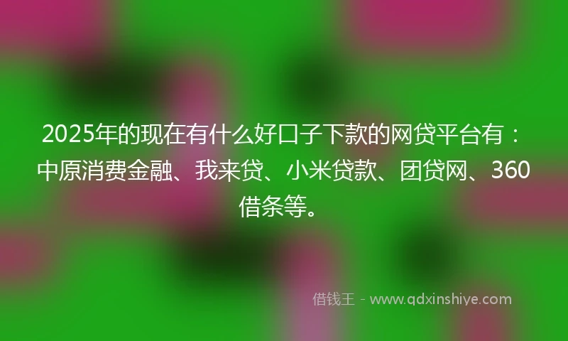 2025年的现在有什么好口子下款的网贷平台有：中原消费金融、我来贷、小米贷款、团贷网、360借条等。
