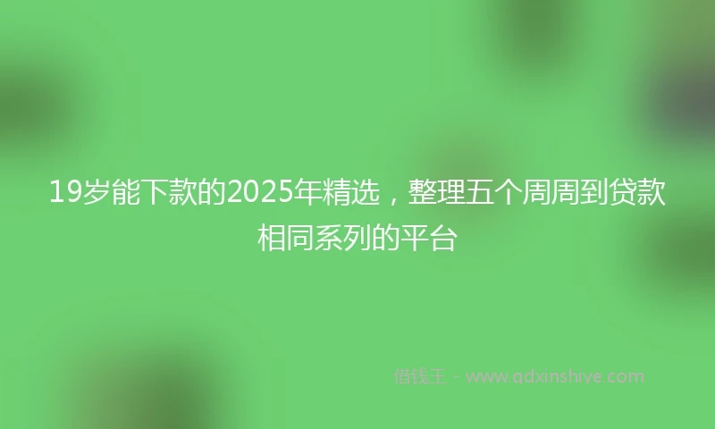 19岁能下款的2025年精选，整理五个周周到贷款相同系列的平台