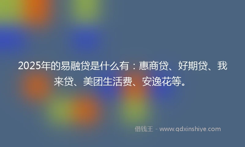 2025年的易融贷是什么有：惠商贷、好期贷、我来贷、美团生活费、安逸花等。