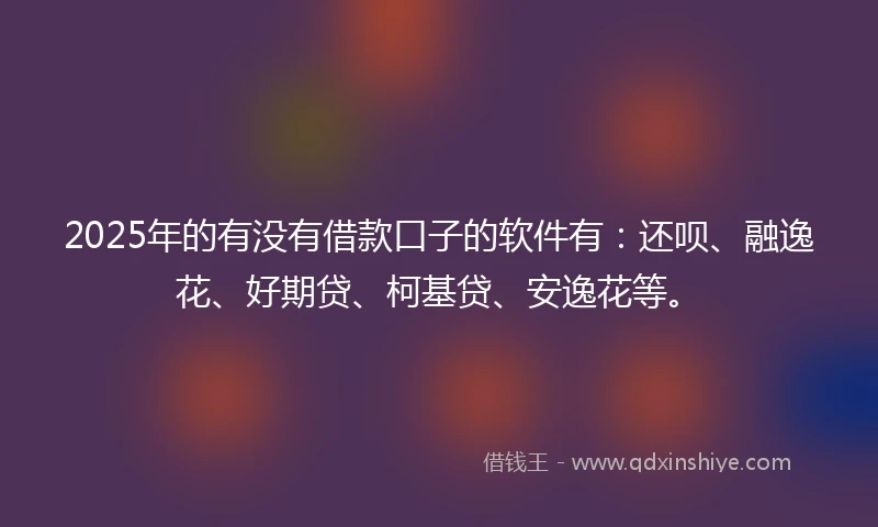 2025年的有没有借款口子的软件有：还呗、融逸花、好期贷、柯基贷、安逸花等。