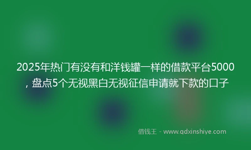 2025年热门有没有和洋钱罐一样的借款平台5000，盘点5个无视黑白无视征信申请就下款的口子