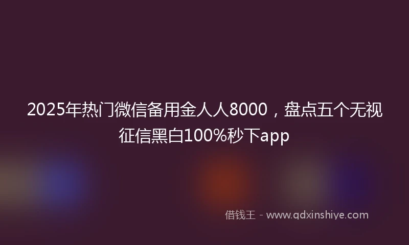 2025年热门微信备用金人人8000，盘点五个无视征信黑白100%秒下app