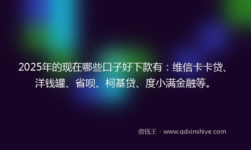 2025年的现在哪些口子好下款有：维信卡卡贷、洋钱罐、省呗、柯基贷、度小满金融等。