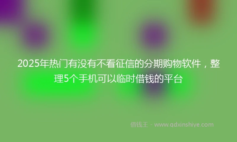 2025年热门有没有不看征信的分期购物软件，整理5个手机可以临时借钱的平台