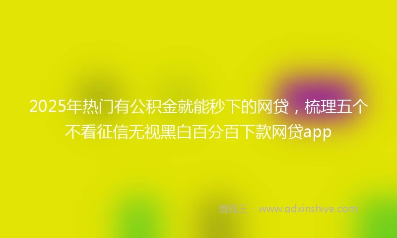 2025年热门有公积金就能秒下的网贷，梳理五个不看征信无视黑白百分百下款网贷app