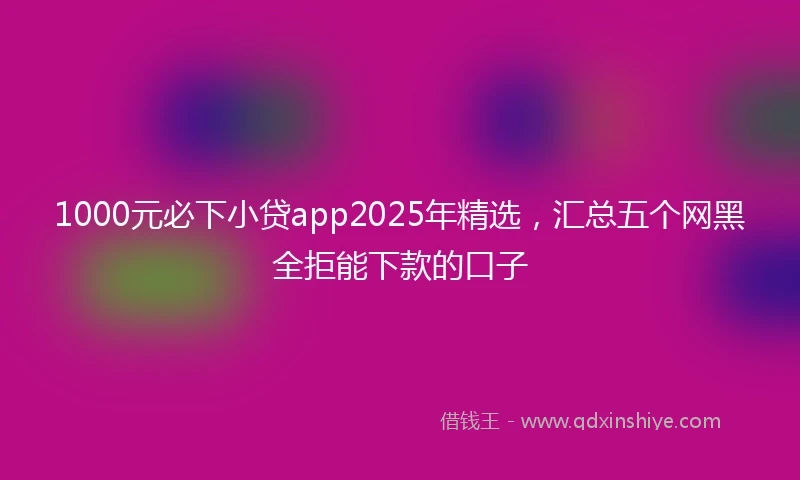 1000元必下小贷app2025年精选，汇总五个网黑全拒能下款的口子
