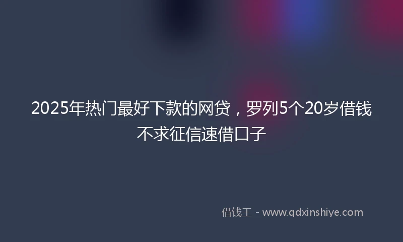 2025年热门最好下款的网贷，罗列5个20岁借钱不求征信速借口子