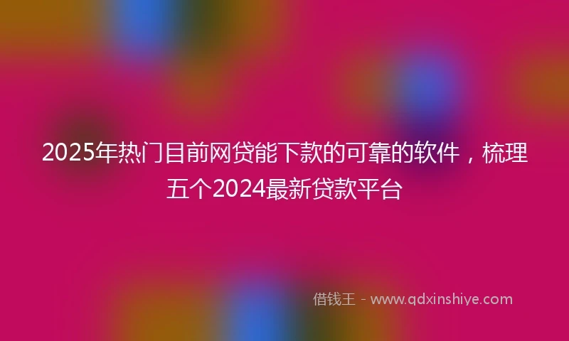 2025年热门目前网贷能下款的可靠的软件，梳理五个2024最新贷款平台