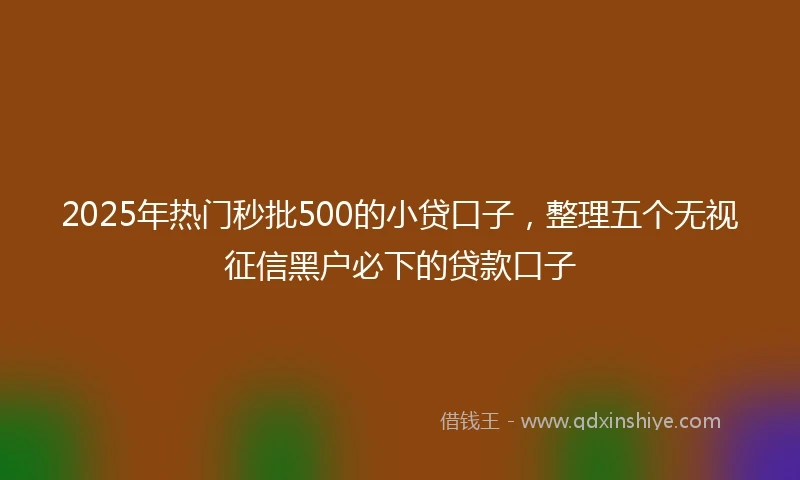 2025年热门秒批500的小贷口子，整理五个无视征信黑户必下的贷款口子