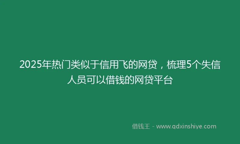 2025年热门类似于信用飞的网贷，梳理5个失信人员可以借钱的网贷平台