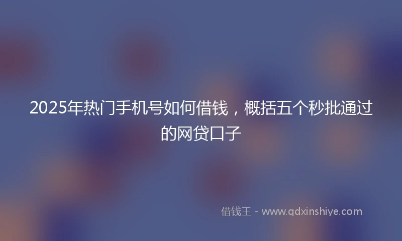 2025年热门手机号如何借钱，概括五个秒批通过的网贷口子