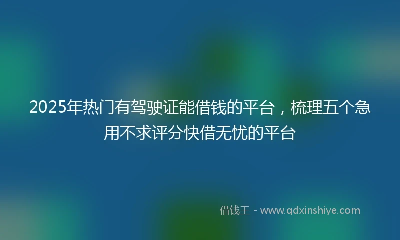 2025年热门有驾驶证能借钱的平台，梳理五个急用不求评分快借无忧的平台