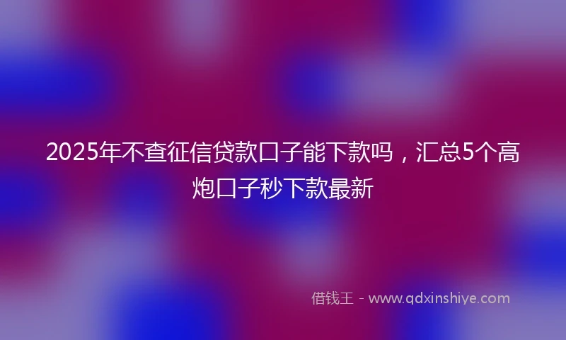 2025年不查征信贷款口子能下款吗，汇总5个高炮口子秒下款最新