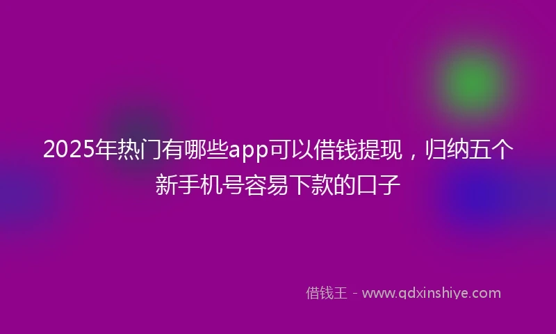 2025年热门有哪些app可以借钱提现，归纳五个新手机号容易下款的口子