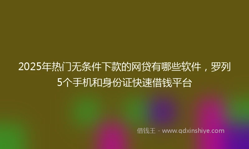 2025年热门无条件下款的网贷有哪些软件，罗列5个手机和身份证快速借钱平台